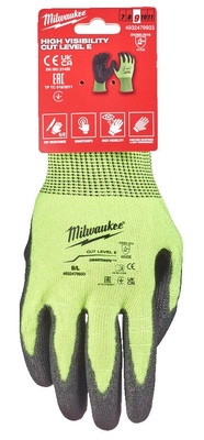 MILWAUKEE Перчатки защитные Hi-Vis Cut level (Хай Виз Кат Левел) 5/E, M/8